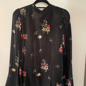 Something Navy Silky Floral Blouse